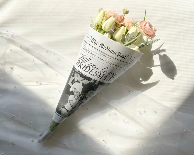 Bridesmaid Proposal Newspaper Flower Bouquet