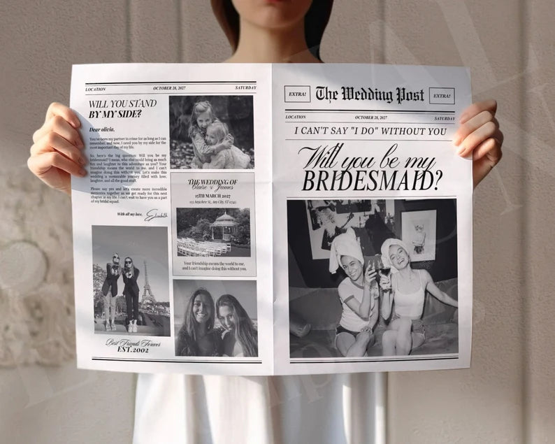 Bridesmaid Proposal Newspaper Flower Bouquet