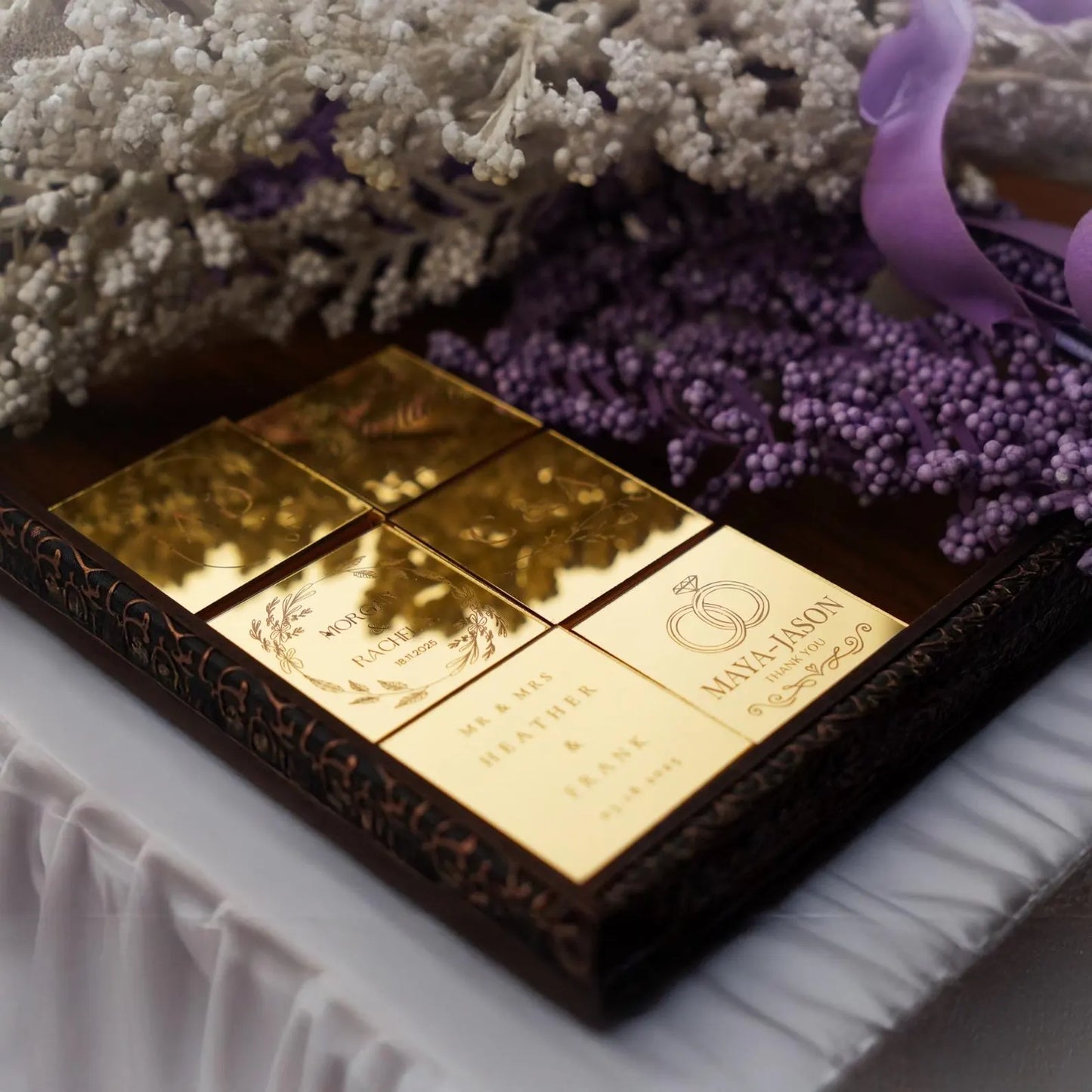 Luxury Personalized Chocolate Wedding Favors – Elegant Plexiglass Box