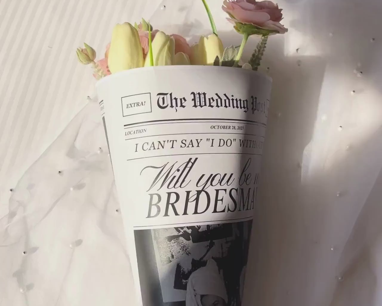Bridesmaid Proposal Newspaper Flower Bouquet